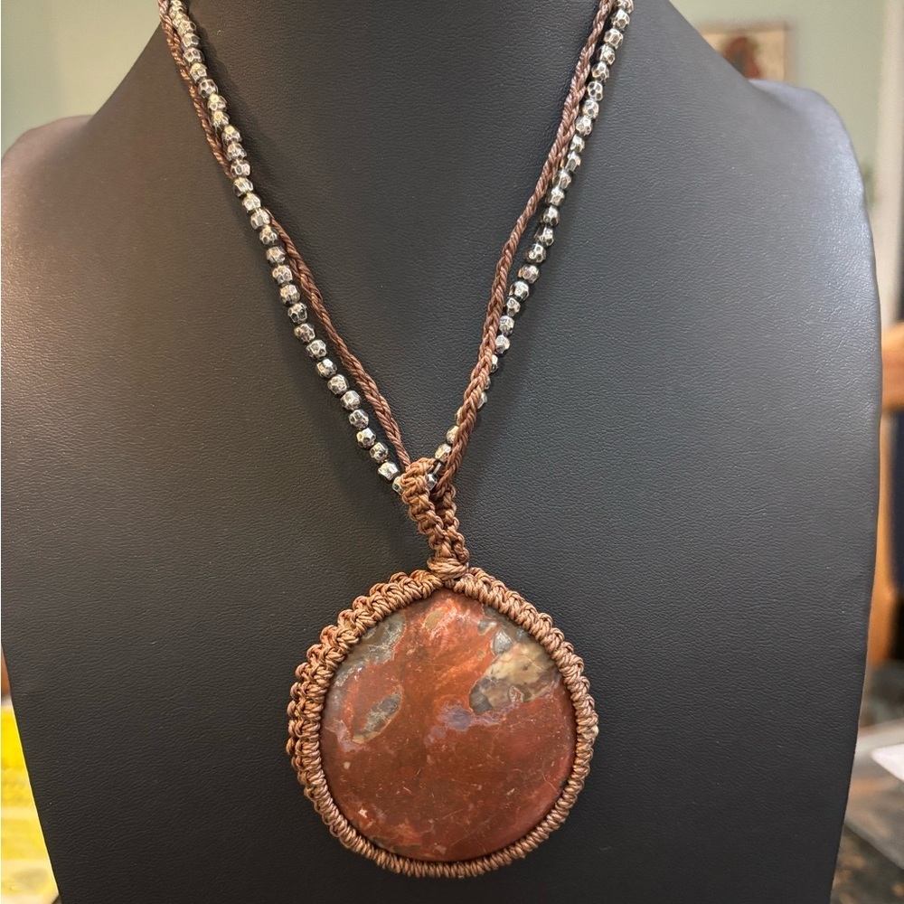 Free People Bohemian Crochet Brandy Pendant Necklace NWT